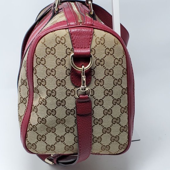 100% Auth Gucci Canvas Vintage Boston Satchel Bag - Picture 5 of 15
